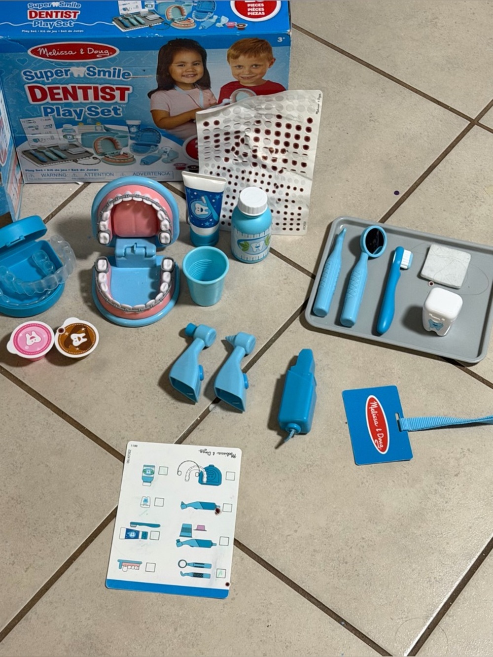 Melissa & Doug Super Smile Blue & White Dentist Play Set Pretend Tools Toy